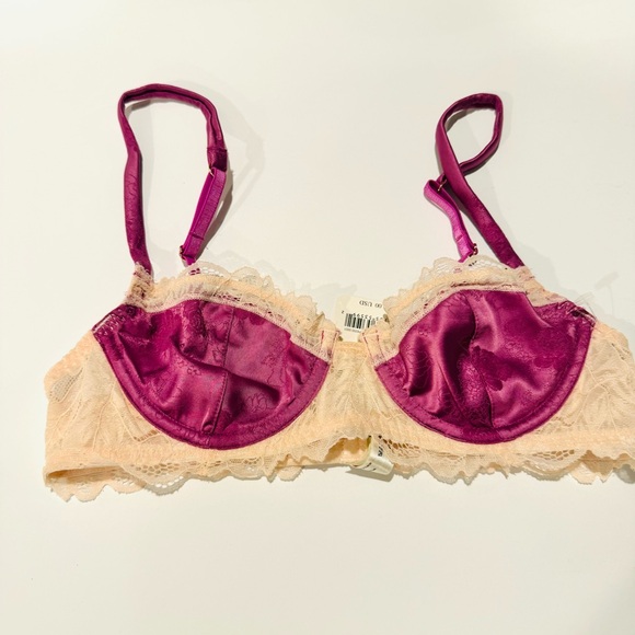 Free People Spring Fling Lace & Jacquard Underwire Bra Radient Orchid Combo 32A - Picture 5 of 12